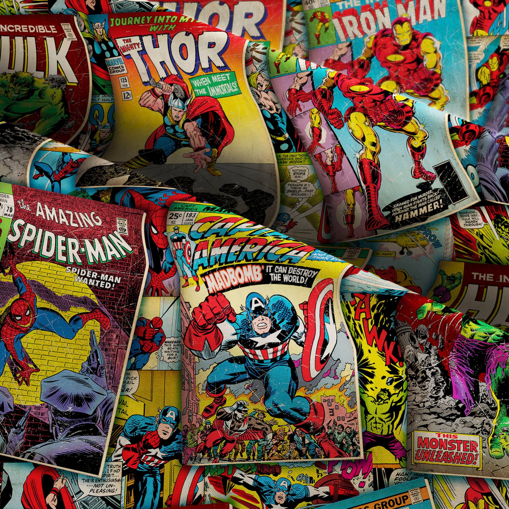 Marvel® Retro Comic Covers Cotton Fabric